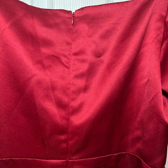 Autumn Adeigbo Clarette Deep Red Satin Puff Sleeve Boned Sweetheart Mini $675 - Picture 6 of 8